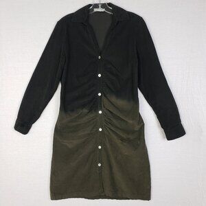LUNA LUZ Shelby Shirt Dress $230 Corduroy Ombre TieDye Shirring size S Lagenlook